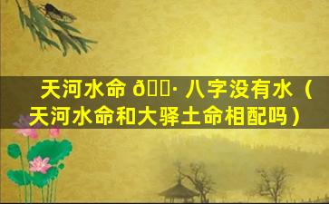 天河水命 🕷 八字没有水（天河水命和大驿土命相配吗）